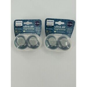 QTY 4 Philips Avent Ultra Air Nighttime Pacifier 6-18 months Blue Fast Shipping